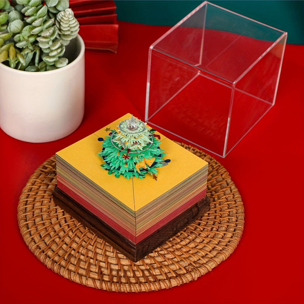 3d christmas tree paper sculpture desk calendar diy artistic notebook stickers creative paper carving ornament weekly planner office supplies details 5
