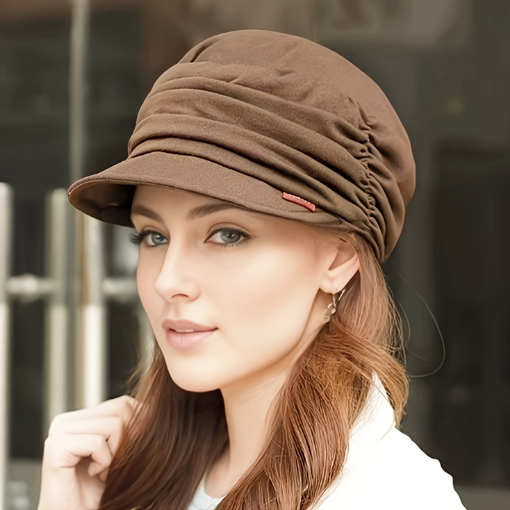 TEMU Brim Duck Tongue Hat, Soft Pleated Flat Top Hat, Large Size, Fashionable And Shows A Small Face Cloth Hat