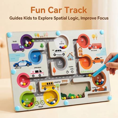 item picture magnetic traffic maze educational toy multicolor wooden magnetic maze beads color recognition number learning game focus and motor ideal gift for christmas birthday halloween back to school