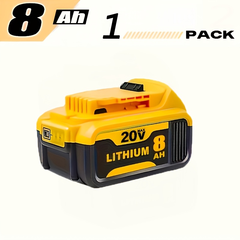 TEMU Lot de 3/1 batterie 8,0 Ah 20 8000 mAh compatible avec les batteries lithium-ion 20 volts DCB206 DCB207 DCB204 DCB201 DCB200 séries DCD/DCF/DCG