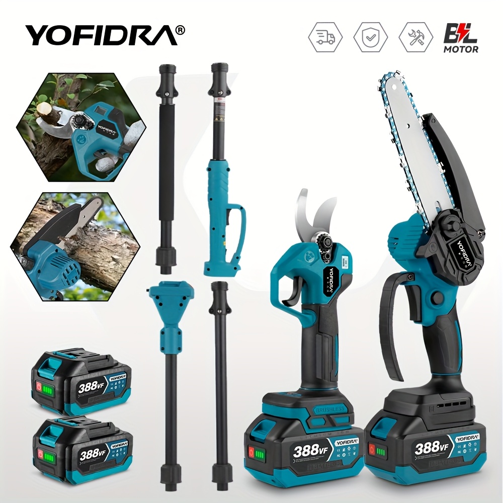 Brushless 6-inch Electric High-branch Saw, 180° Adjustable Angle Pruning Shears, 3 Lengths Of Telescopic Poles, Cordless Electric Saw And Pruning Shears, Suitable for Garden Branches, Pruning Fruit Trees, Woodworking, Branch Pruning