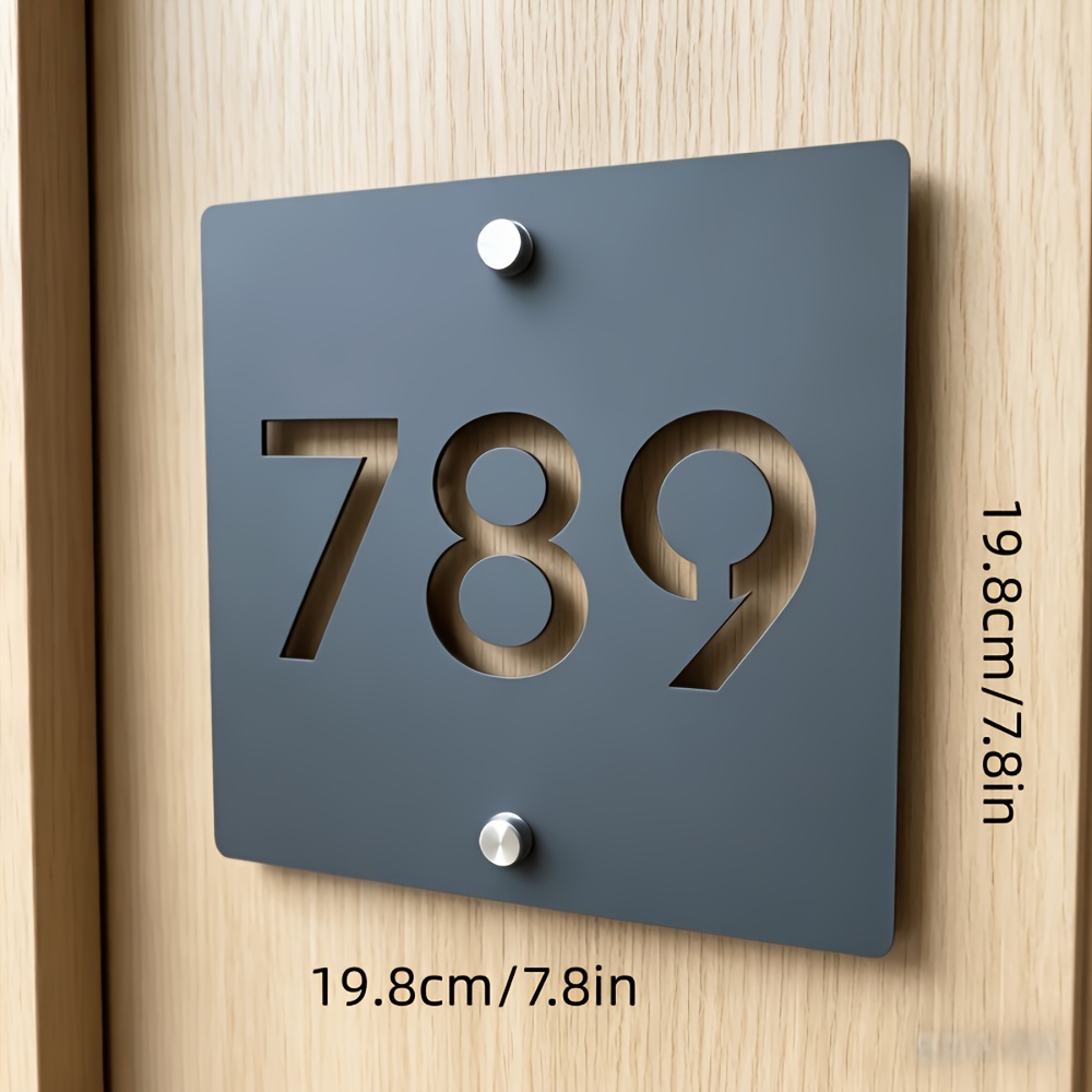 TEMU Plaque de porte personnalisée moderne à simple couche et ajourée, numéro de en acrylique, panneau de numéro de maison, nom de rue