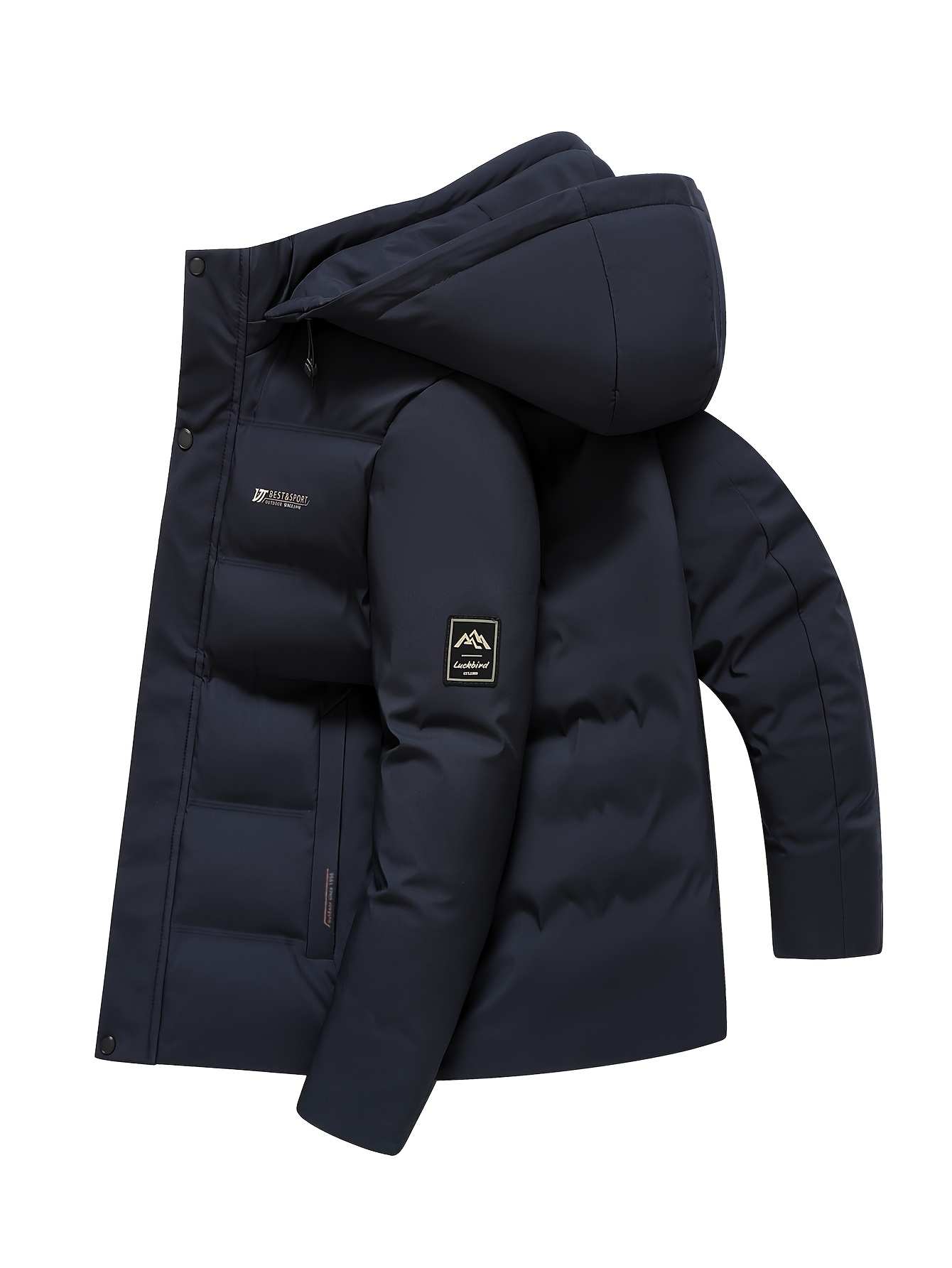 Herren Winterjacke – Thermisch isolierte Kapuzenjacke mit Fronttaschen