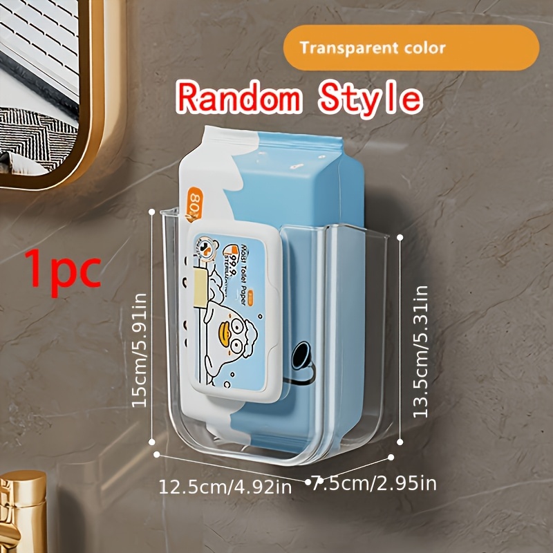 Image of 1/2pcs Wall-mounted Wipe Dispenser Corrugated Surface Random Style, Self-adhesive Plastic Bracket, Large Opening, Strong Load-bearing Capacity, Suitable For Toilet Paper Storage Box