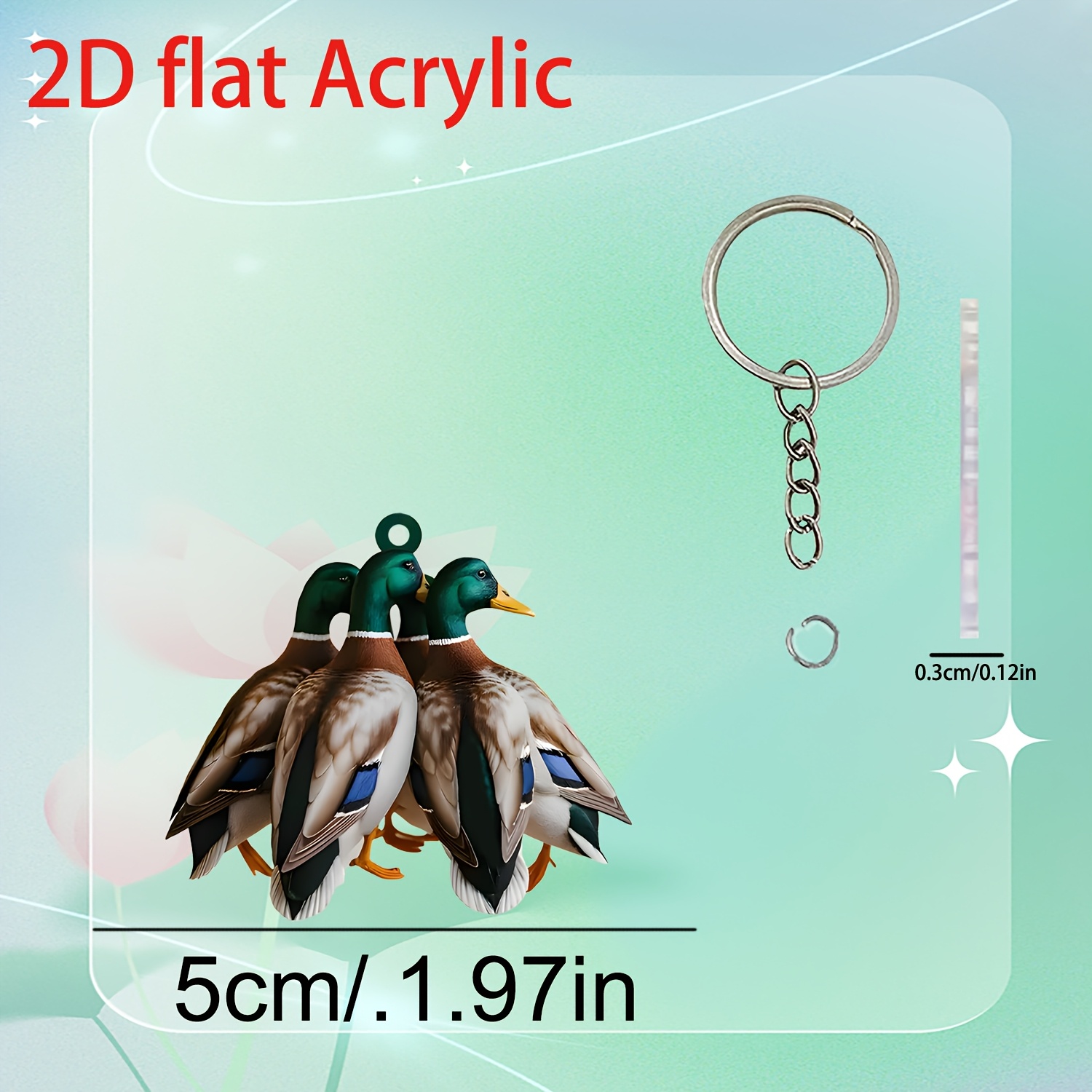 TEMU 2d Flat, 2d Flat Wild Duck Keychain, Key Ring - Decorative Ornament, Creative Christmas Design Hanging Decoration, Gift For Who Love Decorating,