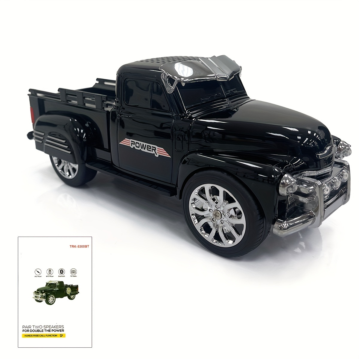 TEMU Wireless 1953 Pickup Truck Replica Speaker Vintage Style Mini Speakers, Built-in Rechargeable Battery, Led Usb, Tf, Aux, Fm, 3.5mm Jack