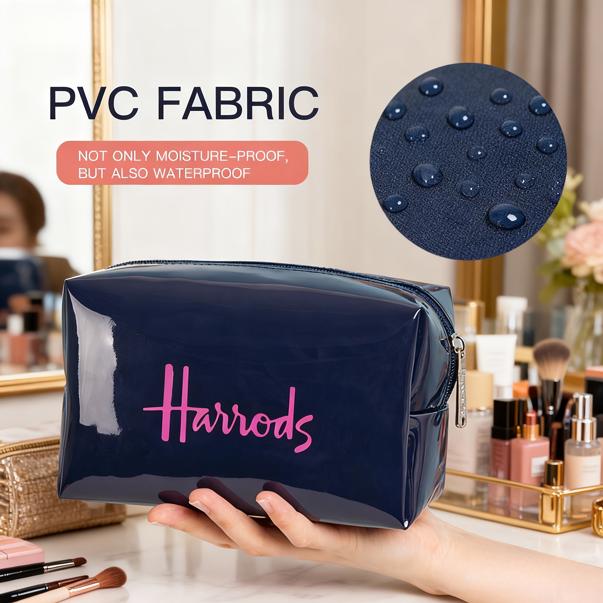 clutch pvc wear resistant womens bag with printed letters storage pouch portable toiletry bag