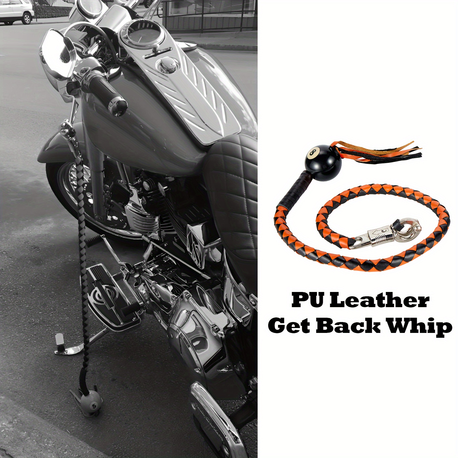 

Black And Orange Motorcycle Whip 42inch Whip With 8 And Biker Whip Handlebar Accessories For Motorbike