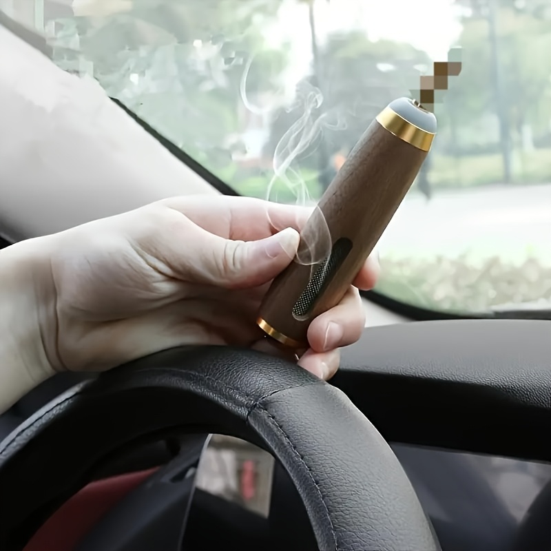portable mobile ashtray handheld bullet free car ashtray no ash falling off   wooden with three sizes of cigarette holders cleaning brush gift box Product details 0