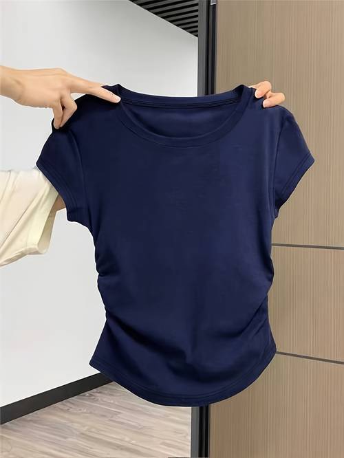 womens casual solid t shirt summer versatile top