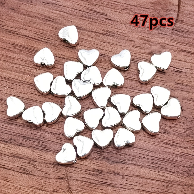 TEMU 47pcs de Breloques et Pendentifs de Cœur, Perles d'Espacement, Pendentifs Tendance pour Femmes, Ajouts de Bijoux de Style Bohème, Composants de