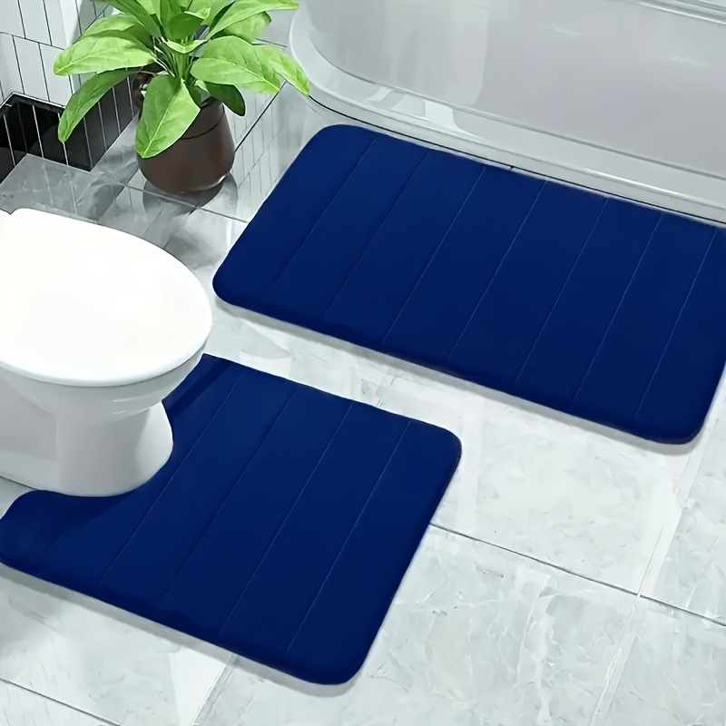 

2pcs Absorbent Non-slip Bath Mats, Machine Washable Coral Fleece Bathroom Rugs, Soft Comfortable Kitchen And Laundry Room Carpets, Indoor Shower Accessories