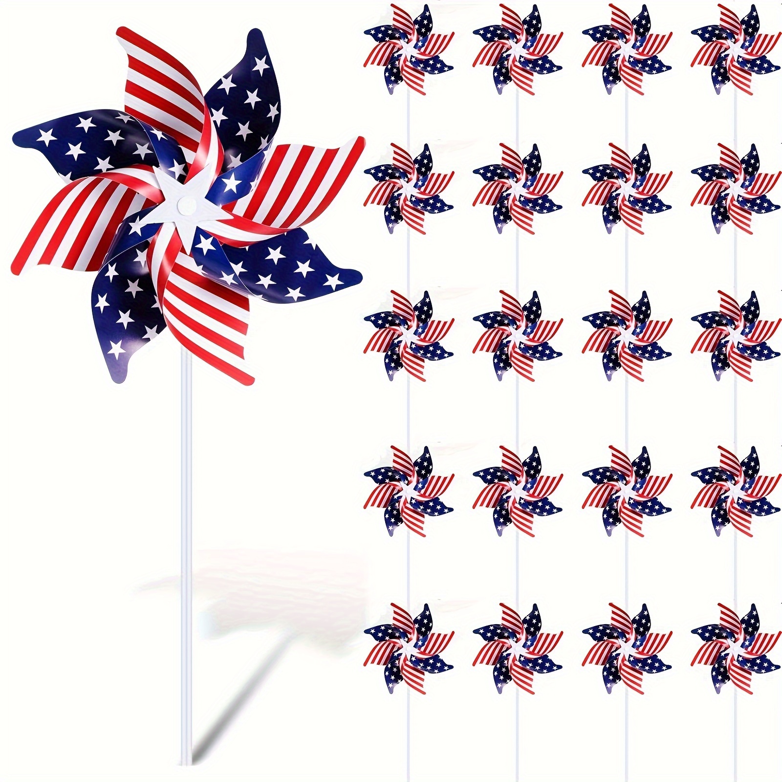 

10/50pcs Pinwheels Garden Decor, The 4th Of Patriotic Pinwheels Decoration, Red White And Blue Decorations Party Favors