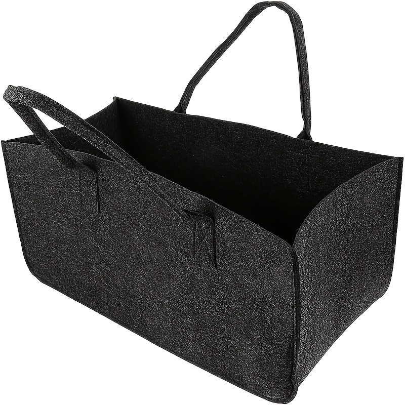 

2pcs Large Capacity Felt Storage Baskets, Polyester, Collapsible Organizer Tote For Firewood, Laundry, And Utility