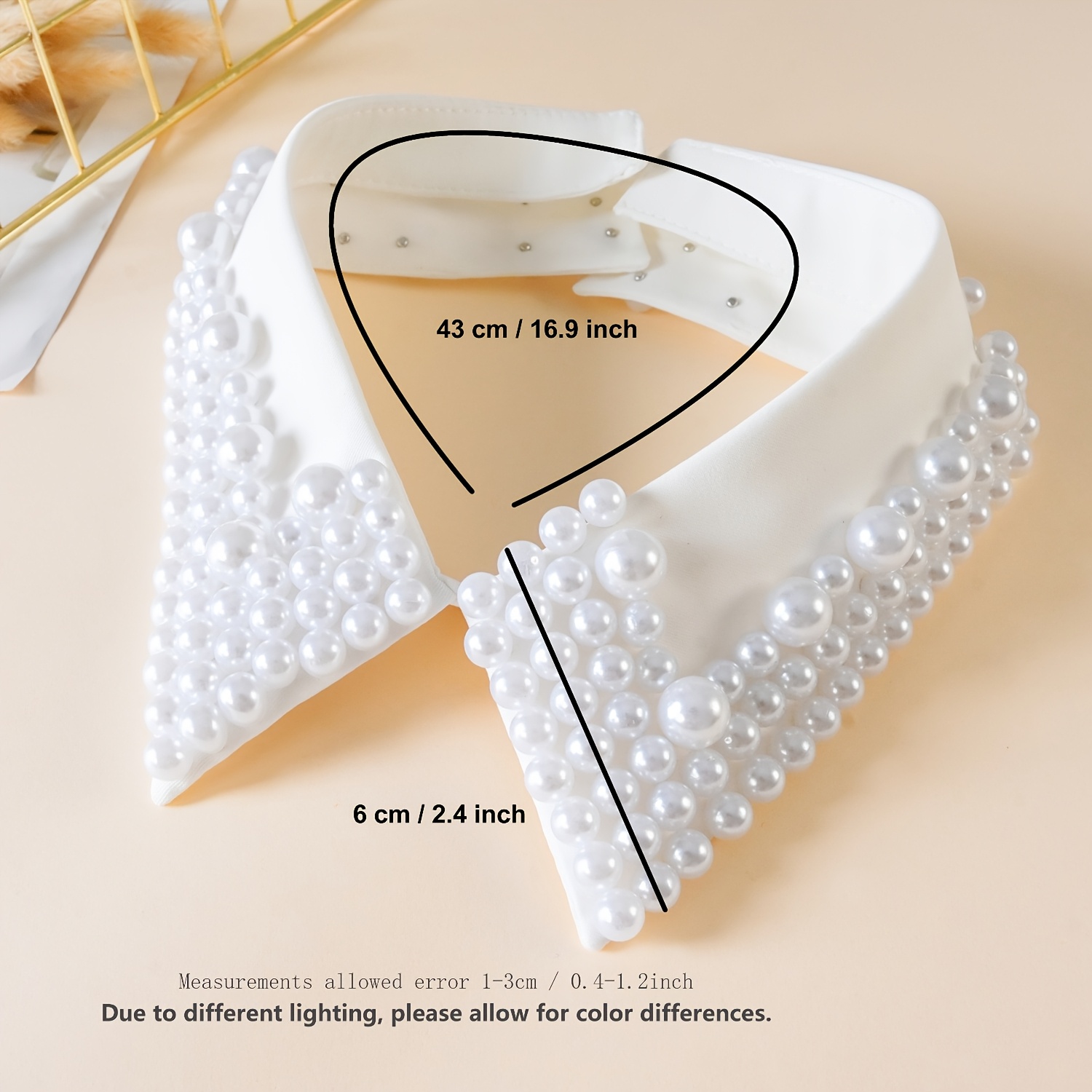 TEMU 1 Col détachable à décorations pour femme, polyvalent et élégant, convient aux chemises, robes et autres vêtements