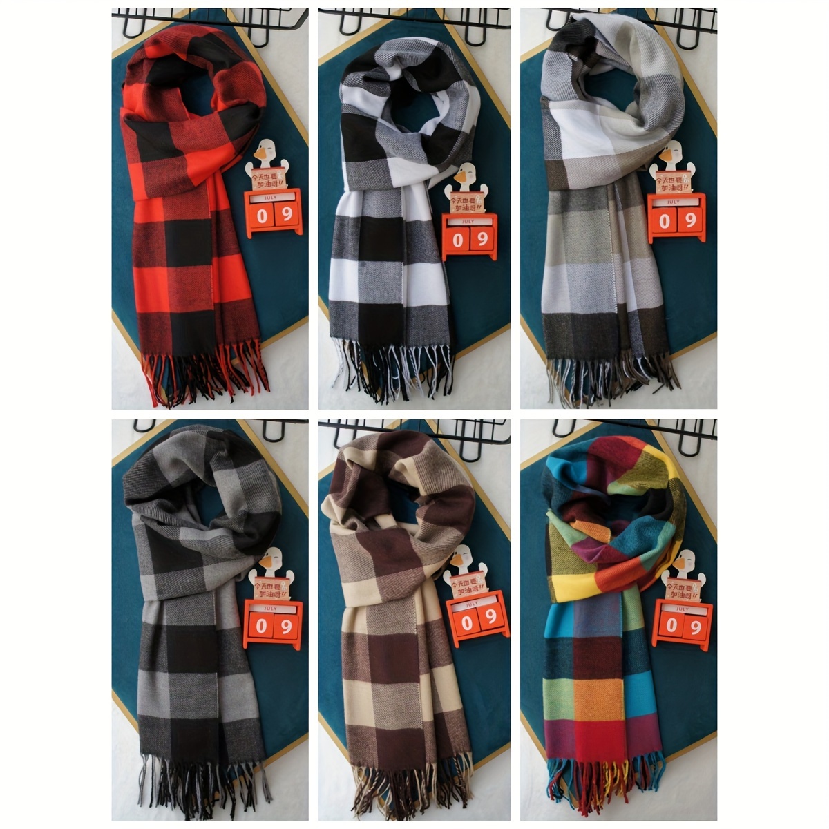 Cozy British-Inspired Plaid Scarf - Imitation Cashmere, Thick & Warm for Autumn/Winter, Perfect Couple's Gift, Colorful, Korean Version details 0