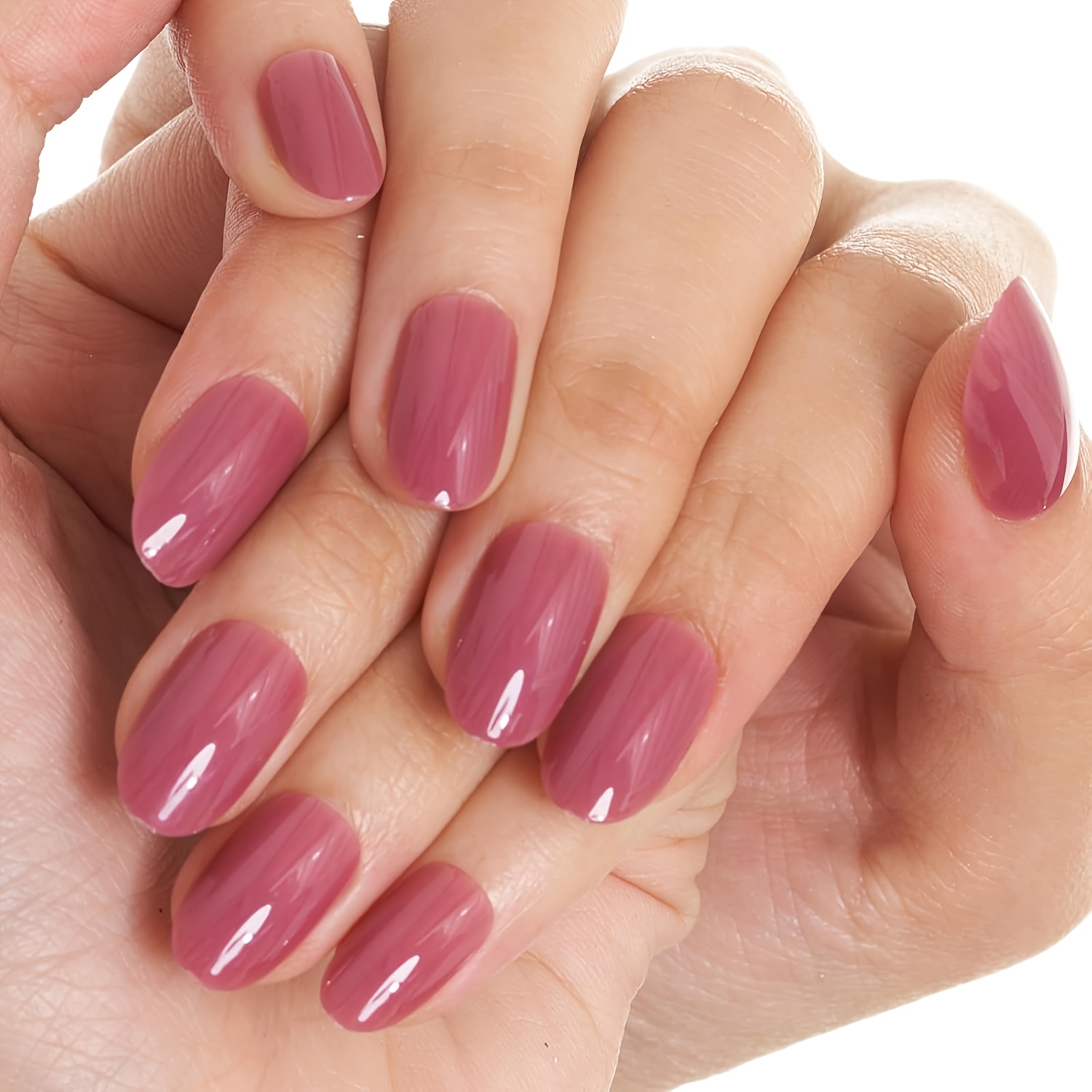 Solid On Nails Short Round Head Fake Nail Pink Glazed Crystal Peach Nail Acrylic Artificial Nail Gloss Nail Women Nail Salon 30pcs