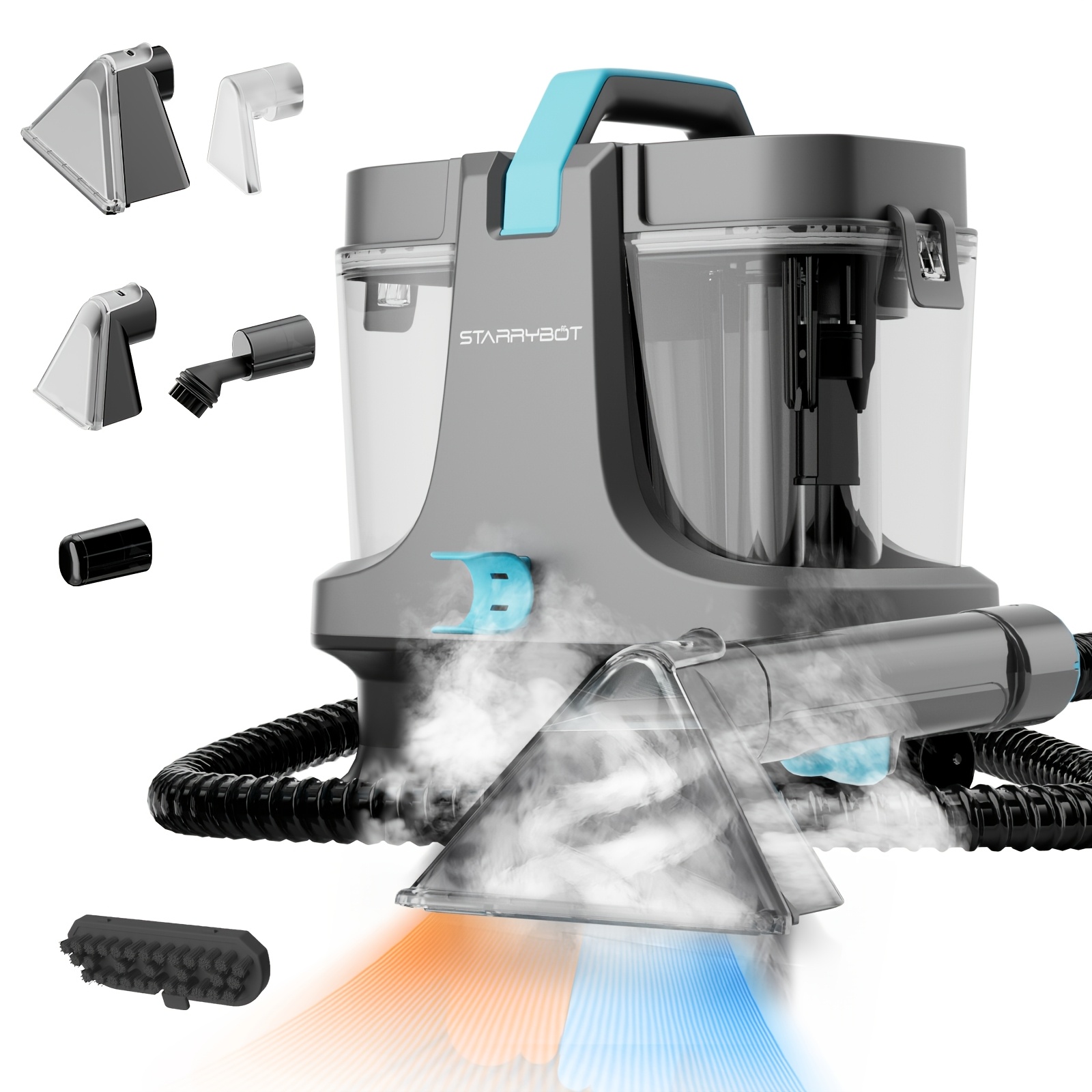 Image of Steam And Heat Carpet Cleaner Machine, Portable Spot For Upholstery, 1300w High Temperature Fabric Cleaning Vacuum For Rugs, Sofa & Mattresses, Compact Handheld Washer For Home And