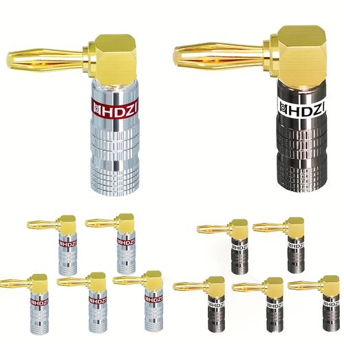 90 degree banana plug connector shell braided banana plug speaker terminal solder with red and black coding for amplifiers and audio systems