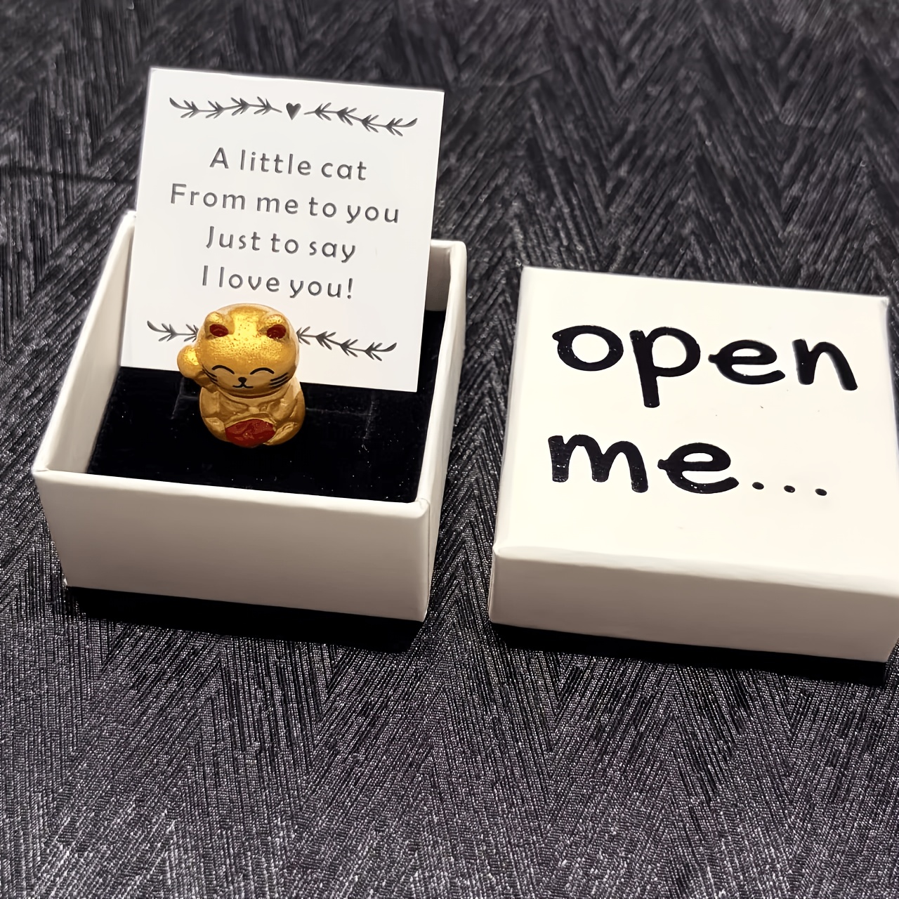 TEMU 1 Set "" , Featuring Cute Golden And " You" Message Card - Ideal For Birthdays, Weddings, Anniversaries, Valentine's Day - Resin/paper, No