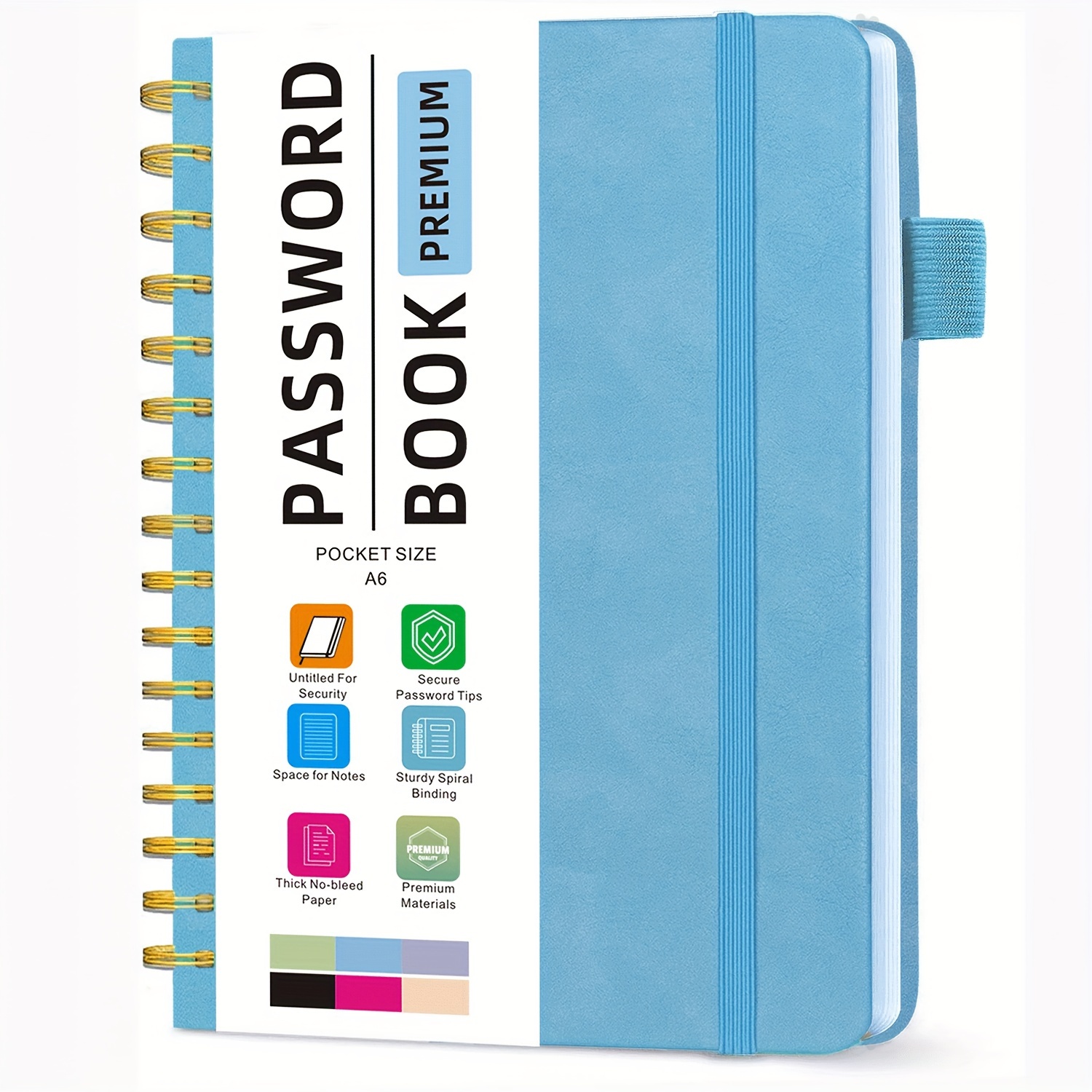 A6 Pocket Size Password Book Pu Leather Hardcover Spiral - Temu