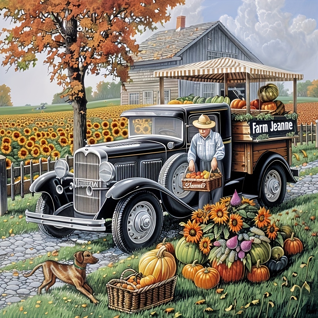 

Farm Jeanne 40x40cm Diamond Painting Kit: Farm Scene, 5d Diamond Art Kit, Diy Diamond Painting Package, Gemstone Art Home Wall Decoration Gift, 15.7x15.7in