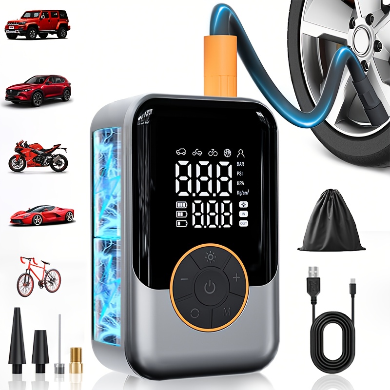E-shop Suitu Kabelloser, tragbarer Reifenfüller, 150 PSI Hochleistungs-Luftkompressor, 3x schnelle Inflation, ausgestattet mit digitalem Manometer und