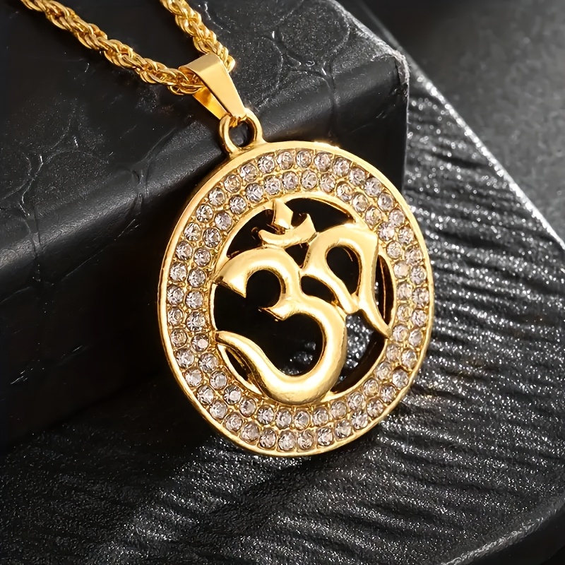Image of 1pc Classic Yoga Symbol Pendant Necklace - Durable Twisted Chain - Religious Style Amulet Jewelry Gift For Men And Women