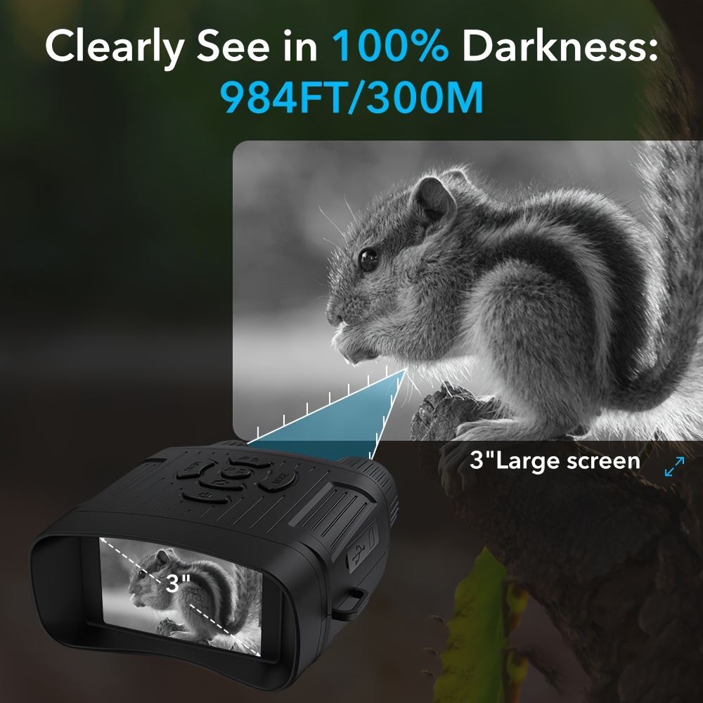 36MP 4K Night Vision Goggles Binoculars, with Infrared, 7.62 cm HD Large Screen, 10X Magnification, Infrared Digital Night Vision Camera for 100% Darkness Viewing, Hunting Surveillance Scope, Tactical Binoculars for Adults