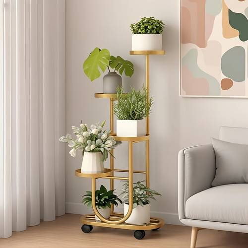 blooming tiered plant stand heavy duty iron indoor plant shelf with powder coated space saving vertical ladder room office balcony garden decor ideal for houseplants succulents no assembly needed office decorative shelf minimalist shelf sturdy wheel support