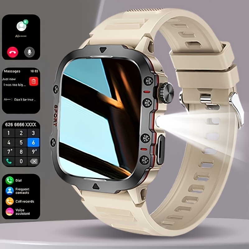 TEMU Men's Outdoor Smart Watch - 4.6 Cm, Hd Touchscreen, Outdoor Sports Watch Led, Wireless Calling, Usb Charging, Multiple Sports , Compatible With