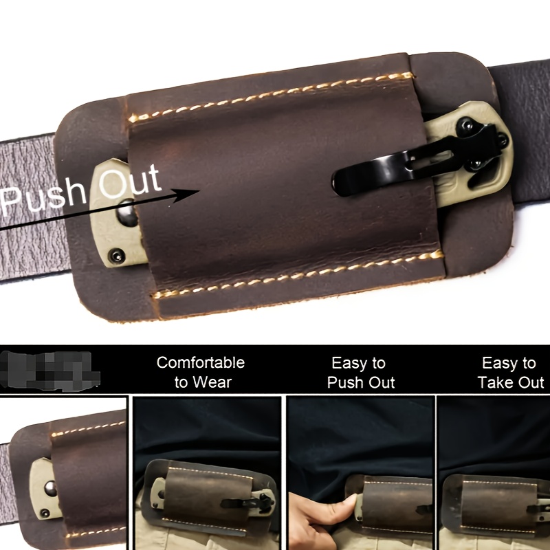 

1pc Tactical Edc Fanny Pack For Men - Pu Leather Sheath, Belt Pouch For Pocket Knife With Design, Non-waterproof Faux Fur Material, Easy Carry Protective Storage Case