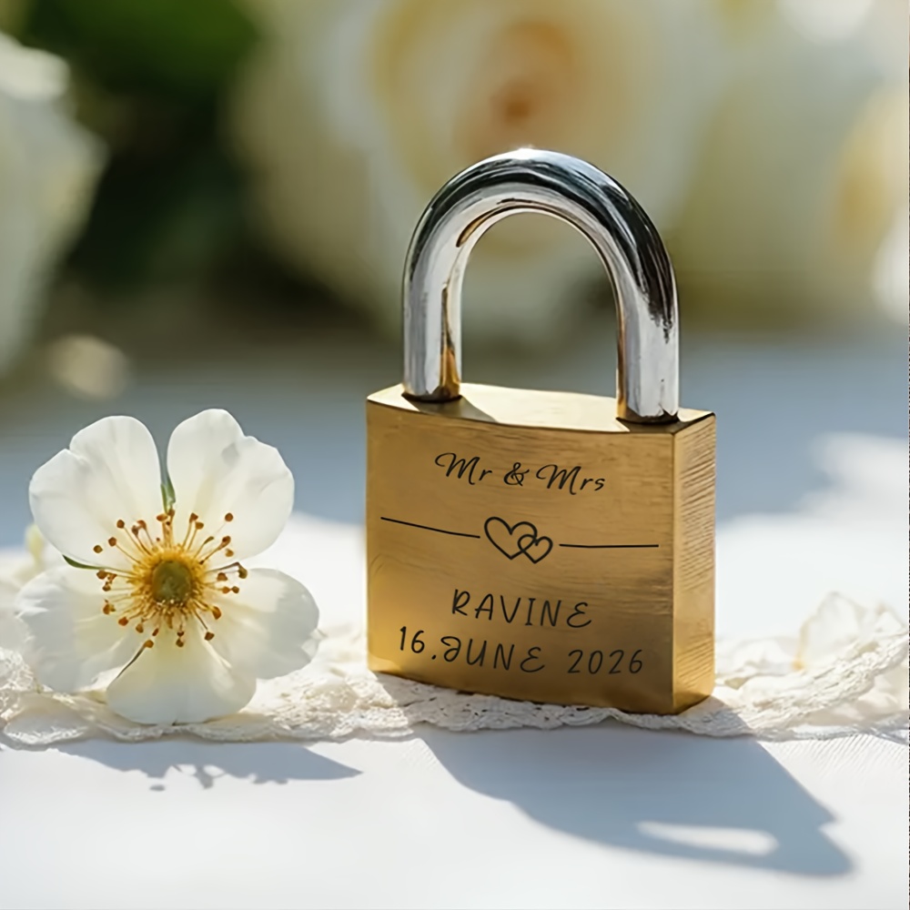 TEMU 1 Personalized Padlock For Couples, Featuring Custom Laser Engraving, Perfect For Gifts For Couples, , Wedding Presents, Gifts, And Valentine's