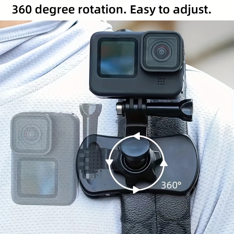 

360° Rotatable Backpack Clip Mount For Gopro Hero 12/11/10/9/8, Dji Action 4/3/2 & More - Quick Release Shoulder Strap Holder