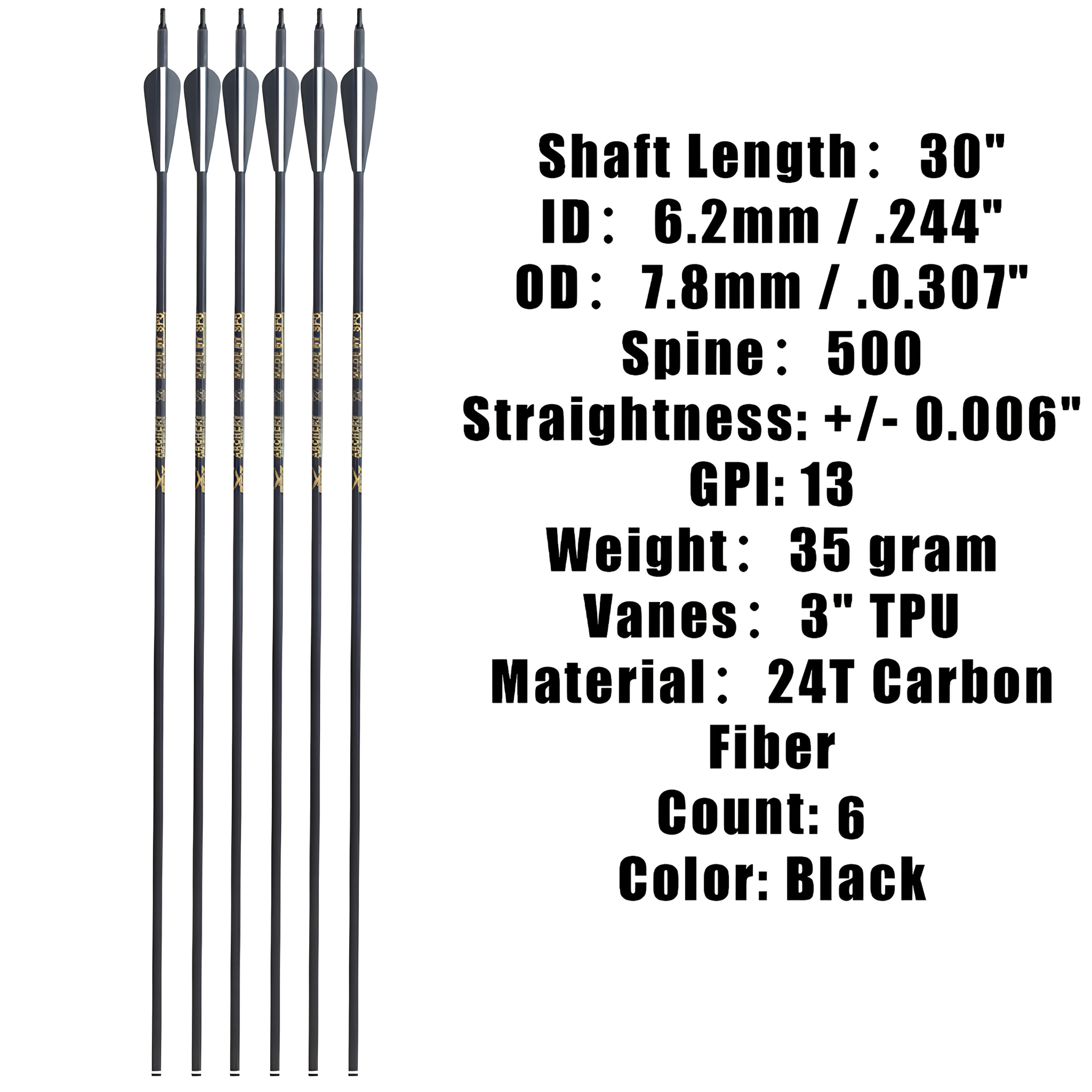 6pcs 31-inch Carbon Arrow Practice Hunting Arrows For Compound And (heads Not Included)