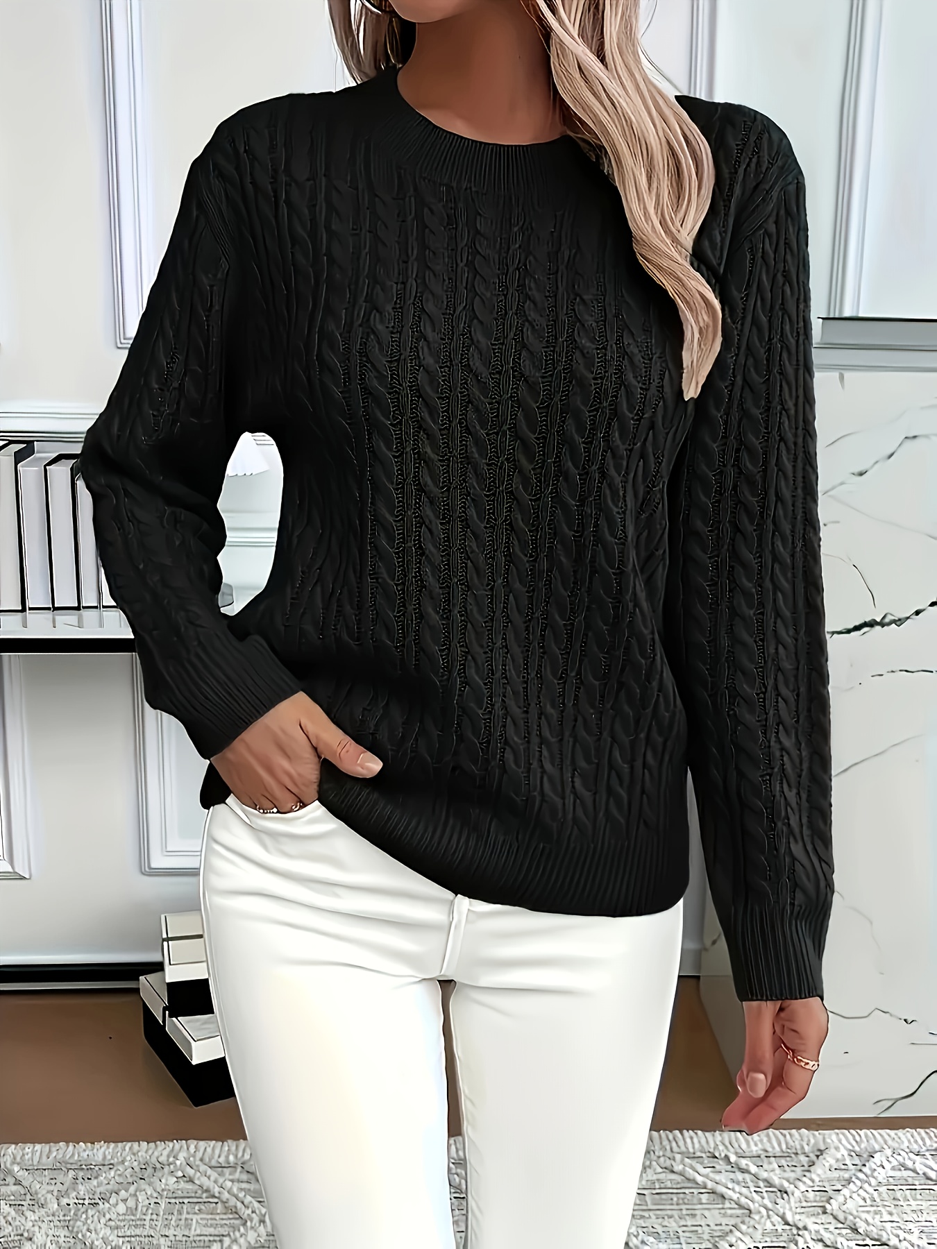 eleganter stylischer damen pullover streifenmuster struktur