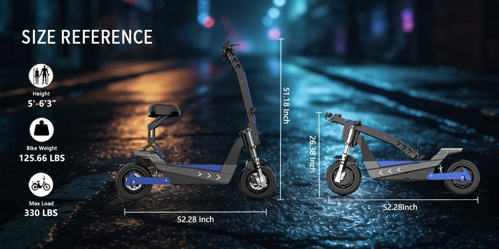 electric scooter brushless motor 35ah 11 inch tires   range of about 50 miles long   scooter 330lbs weight capacity suitable for urban commuting outdoor camping and     birthday gift Product details 9