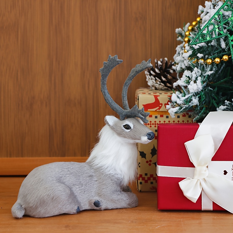 Image of Christmas Reindeer Decor Elk Figurines Christmas Deer Table Decor Christmas Decorations Indoor Home Decor Holiday Party Favor Collectible Gift