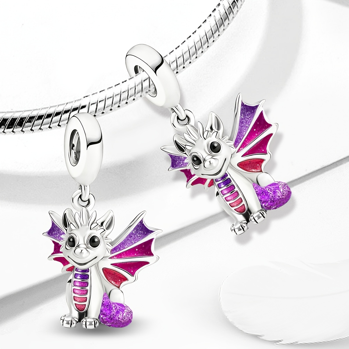 Women's 925 Silver Plated Luminous Flying Dragon Charm Bracelet
