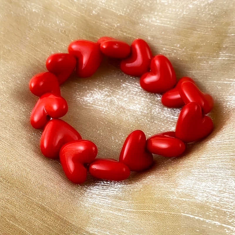 TEMU Women's Wristwear Fashion Sweet Heart-shaped Acrylic Bracelet Light Luxury Elegant Temperament Wrist Chain Valentine's Day Celebration Holiday Anniversary Gift Daily Party Accessory