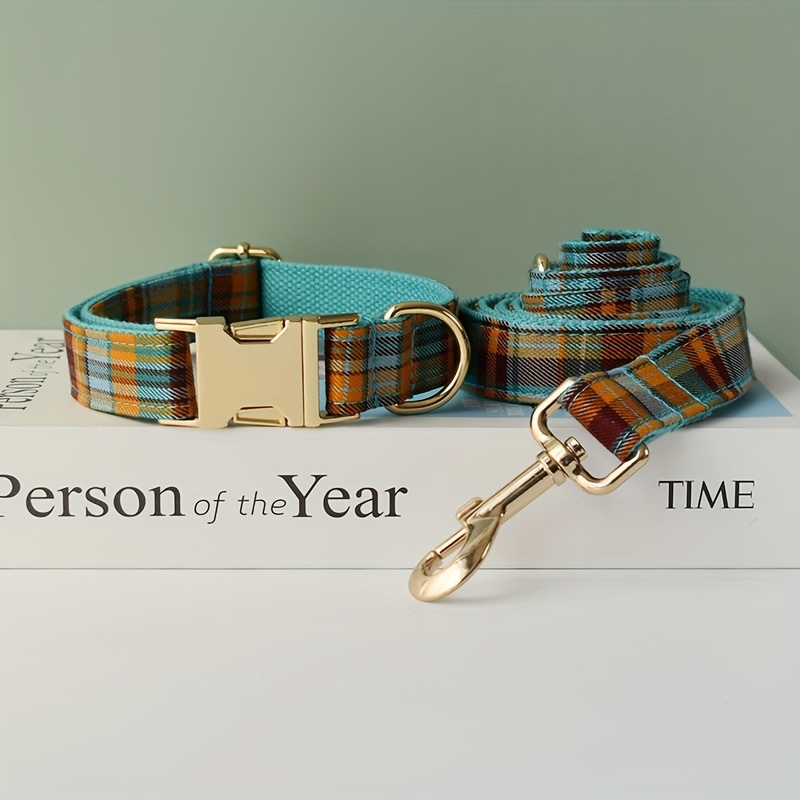 TEMU Personalized Dog Collar With Matching Leash - Soft, Comfortable & Stylish For Small To Large Dogs - Custom Engraved Name, Purple & White