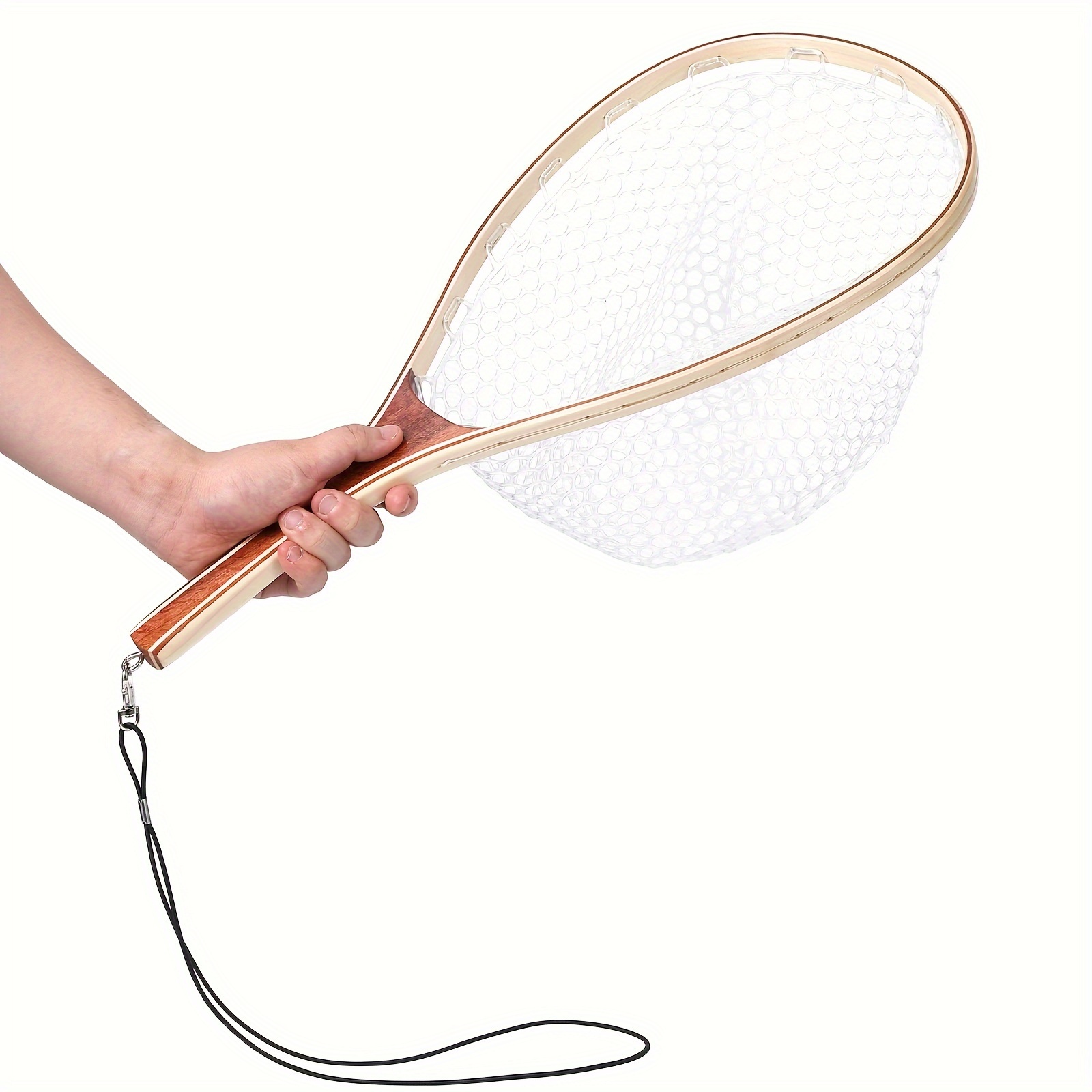 

Trout Fishing Net Fly Fishing Landing Net, Soft Rubber Catch And Release Fish Net With Wooden Handle Frame, Lightweight Trout Net For Men Women