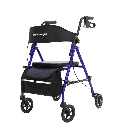 lightweight foldable rollator walker for seniors and adults with seat 6 inch wheels of supporting 350 adjustable height rolling walker
