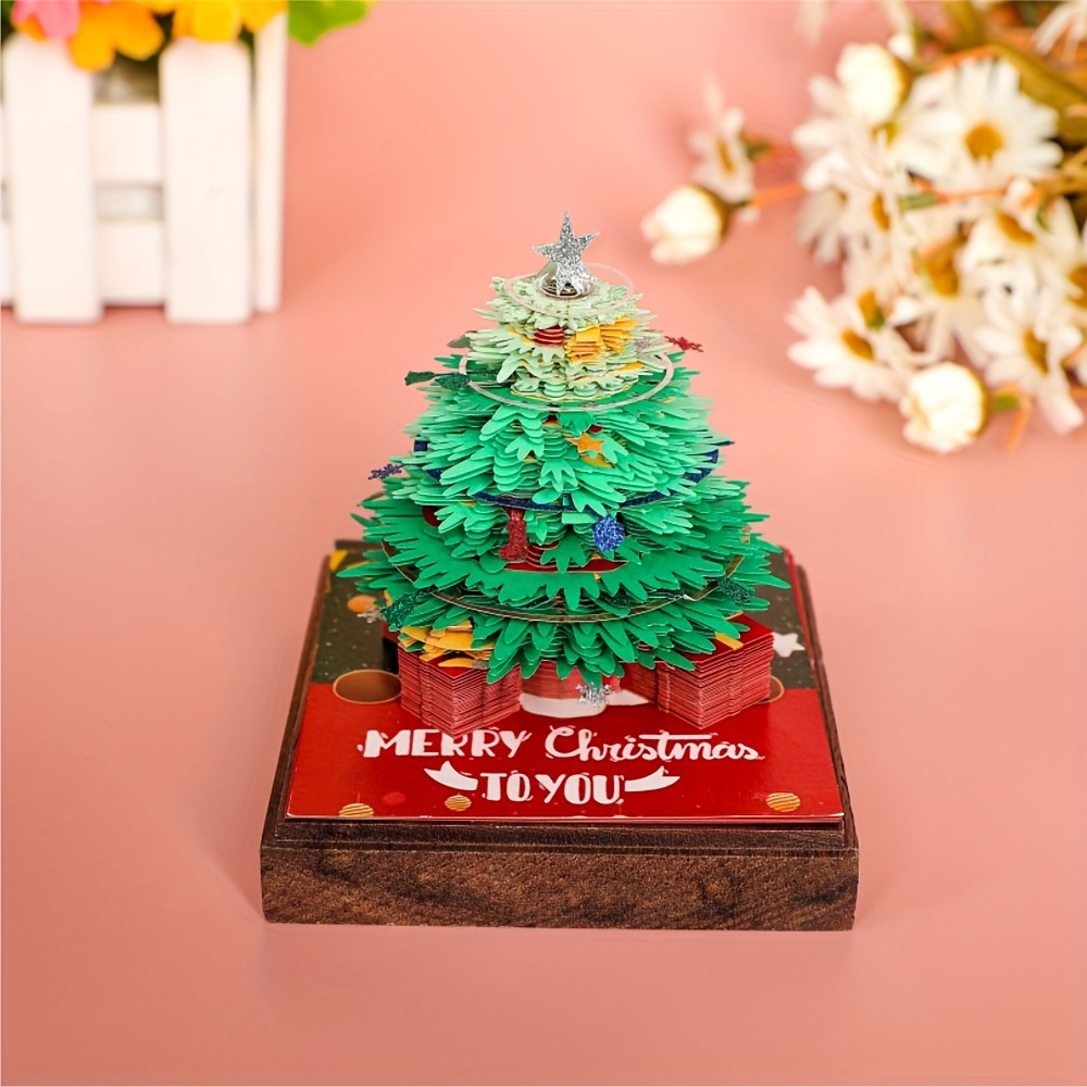 3d christmas tree paper sculpture desk calendar diy artistic notebook stickers creative paper carving ornament weekly planner office supplies details 8