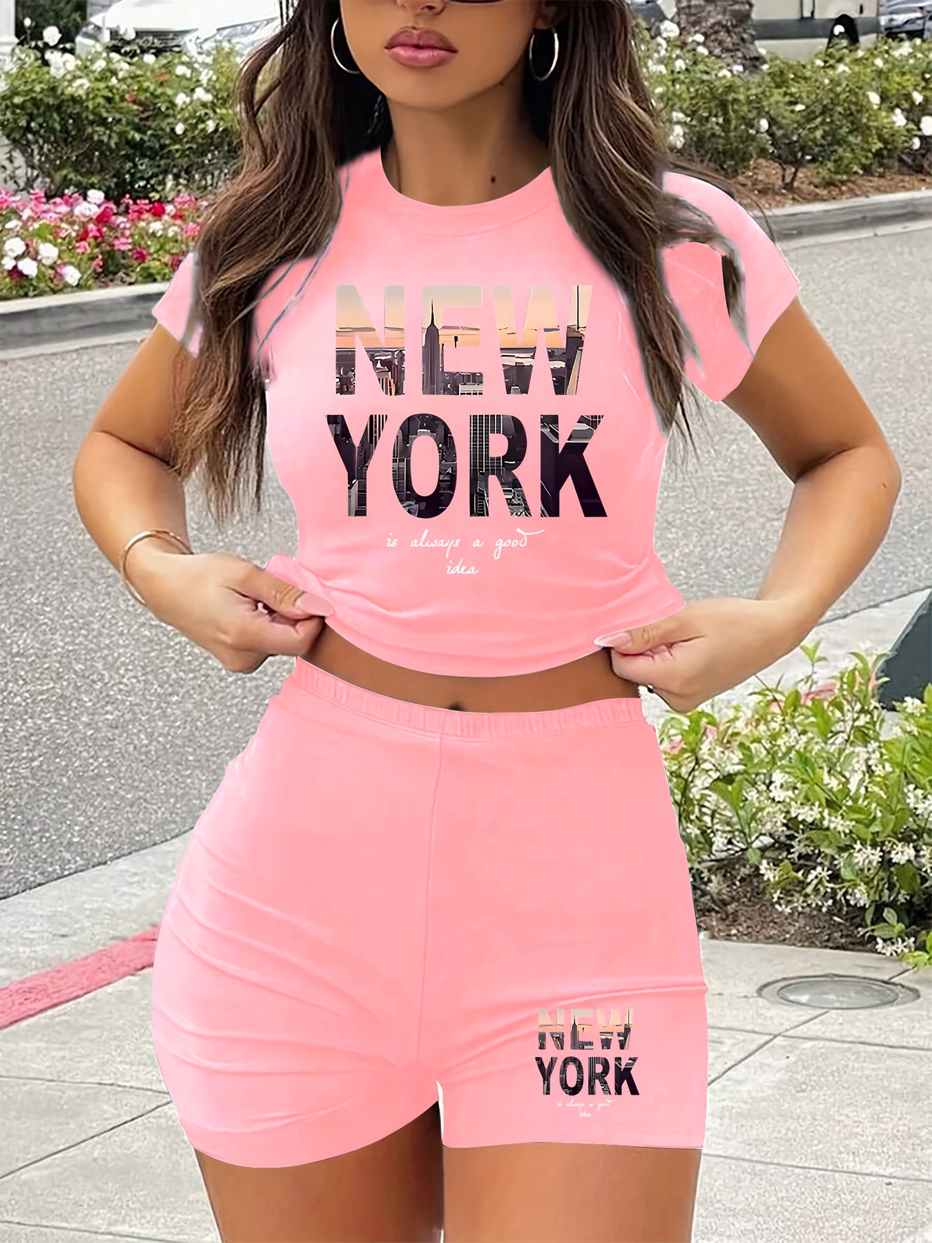 womens casual sporty two piece set graphic print Temu Australia