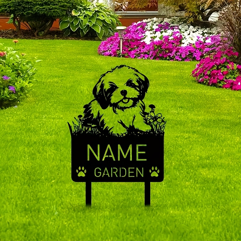 E-shop Herzlicher Ehrung] Anpassbarer Hund Gedenk-Gartenpfahl - Vintage-Stil Metall Außendekor, Personalisierte Hommage zum Verlust Haustiers, Kein