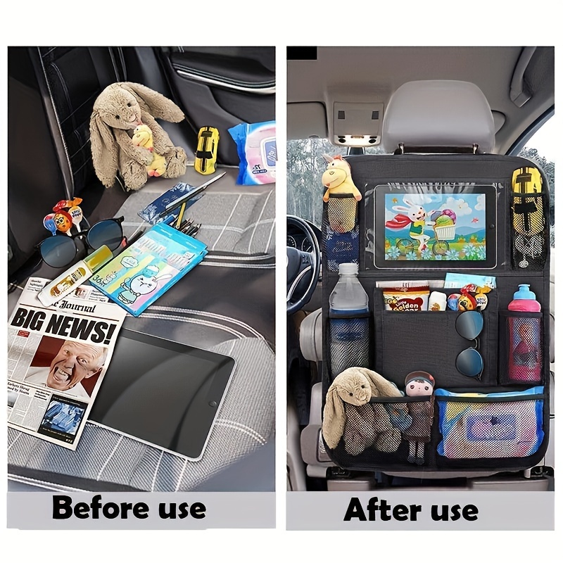 1pc motors seat backrest storage bag with cup holder and foot mat travel convenient car storage bag details 4