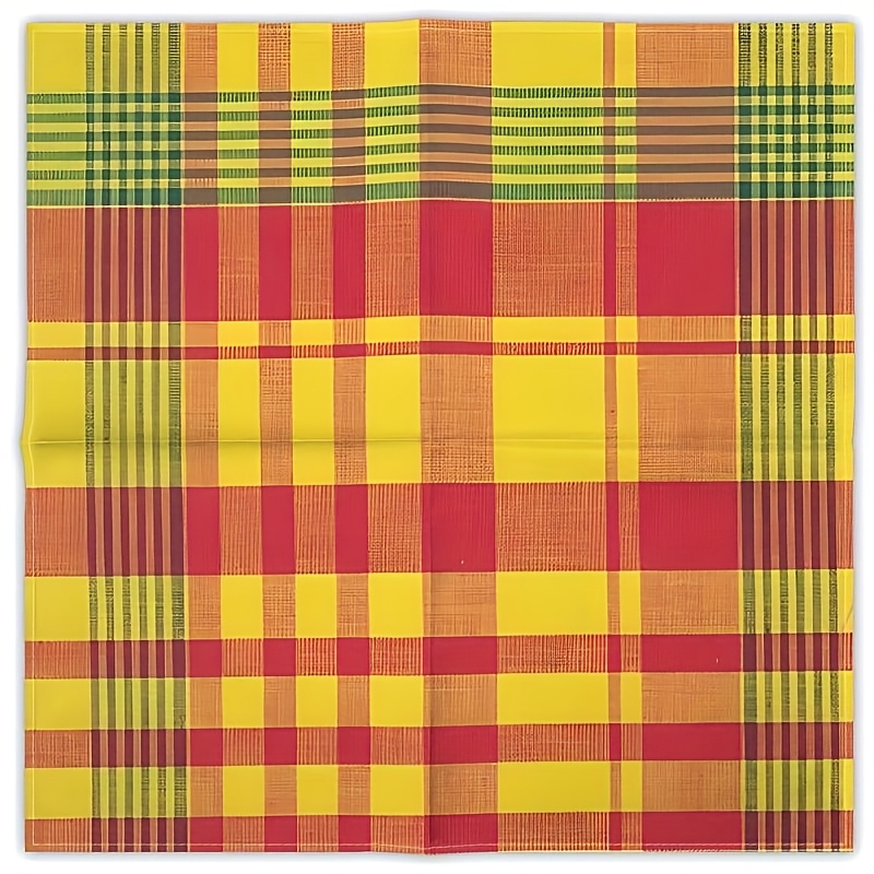 TEMU Pochette de costume multifonctionnelle adaptée aux costumes, tenues décontractées et tenues écossaises - Mouchoir à carreaux Madras