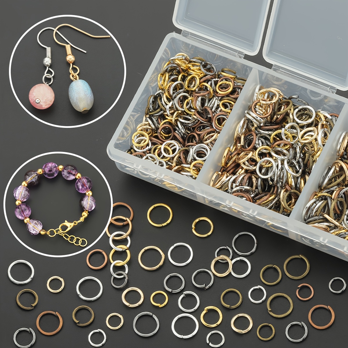 1000pcs Mixed Color Open Jump Rings for Jewellery Making
