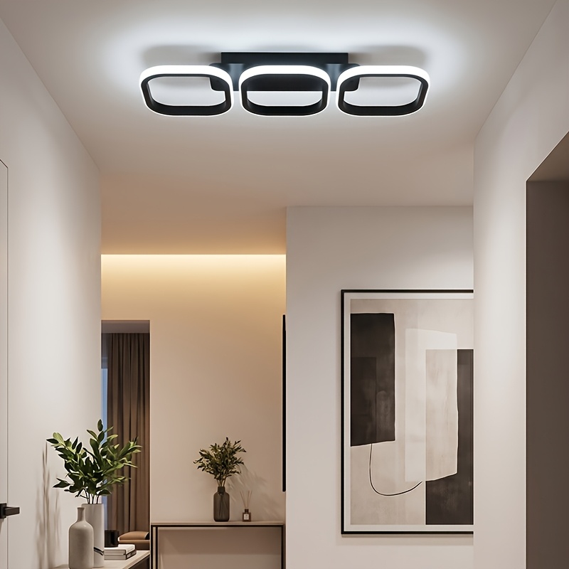item picture 1pc elegant fashionable modern 3 ring led ceiling light entrance hallway kitchen dining room dressing room staircase balcony lighting fixtures   dimming